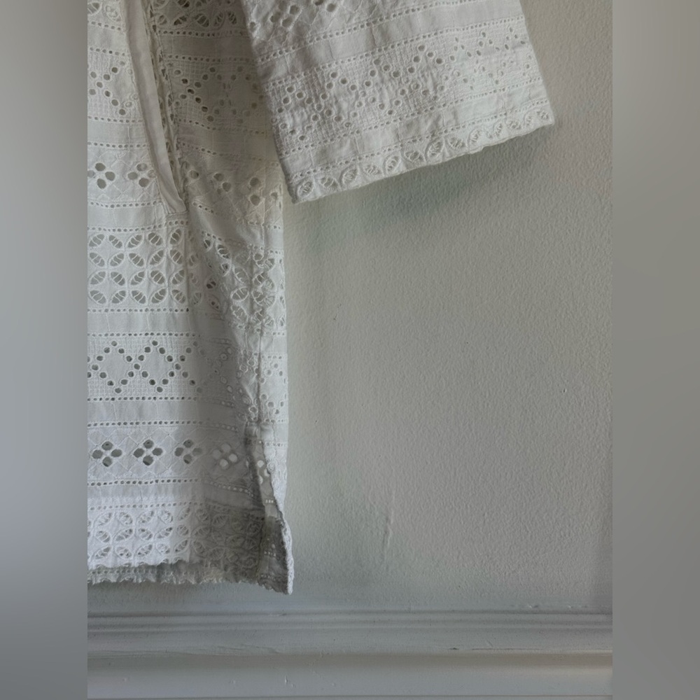 Helen Jon Eyelet Embroidered Tunic Beach Swimsuit Cover-Up With Pockets Size XS - Picture 5 of 10